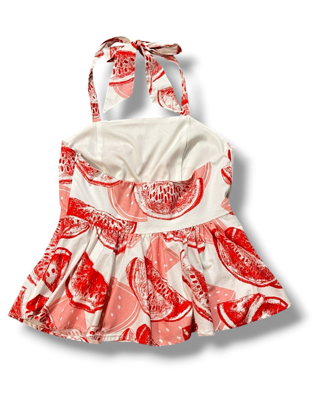 Eva Franco Short Set Halter Peplum Top Watermelon Print Size 6 Anthropologie - Picture 6 of 15